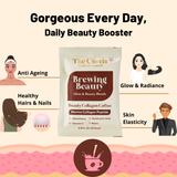 Café au collagène The Curen's Brewing Beauty avec peptide de collagène marin, glutathion, vitamine C, acide hyaluronique et biotine pour le bien-être de la peau, des cheveux et des ongles I 10 Sachet * 15G I 150 GRAM I Pour hommes et femmes